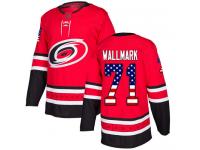 Men's Carolina Hurricanes #71 Lucas Wallmark Red Authentic USA Flag Fashion Hockey Jersey