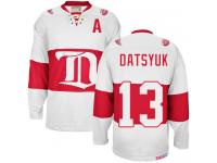 Men's CCM Detroit Red Wings #13 Pavel Datsyuk Authentic White Winter Classic Throwback NHL Jersey