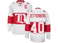 Men's CCM Detroit Red Wings #40 Henrik Zetterberg Authentic White Winter Classic Throwback NHL Jersey