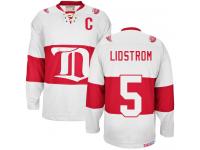 Men's CCM Detroit Red Wings #5 Nicklas Lidstrom Authentic White Winter Classic Throwback NHL Jersey