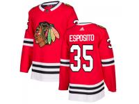 Men's Chicago Blackhawks #35 Tony Esposito adidas Red Authentic Jersey