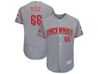 Men's Cincinnati Reds Yasiel Puig Majestic Gray 150th Anniversary Road Authentic Collection Flex Base Player Jersey