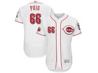 Men's Cincinnati Reds Yasiel Puig Majestic White 150th Anniversary Home Authentic Collection Flex Base Player Jersey