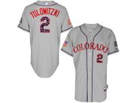 Men's Colorado Rockies Troy Tulowitzki Majestic Gray Fashion  Stars & Stripes 2016 Independence Day  Authentic Player Jersey