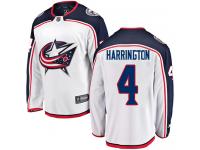 Men's Columbus Blue Jackets #4 Scott Harrington White Away Breakaway NHL Jersey