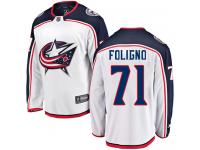 Men's Columbus Blue Jackets #71 Nick Foligno White Away Breakaway NHL Jersey