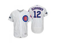 Men's Cubs 2018 Postseason White Kyle Schwarber Flex Base Home Jersey