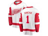 Men's Detroit Red Wings #1 Terry Sawchuk Authentic White Away Breakaway NHL Jersey