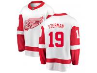 Men's Detroit Red Wings #19 Steve Yzerman Authentic White Away Breakaway NHL Jersey