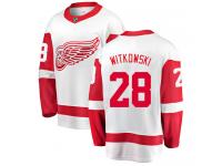 Men's Detroit Red Wings #28 Luke Witkowski Authentic White Away Breakaway NHL Jersey