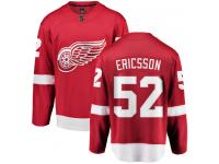 Men's Detroit Red Wings #52 Jonathan Ericsson Authentic Red Home Breakaway NHL Jersey