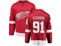 Men's Detroit Red Wings #91 Sergei Fedorov Authentic Red Home Breakaway NHL Jersey