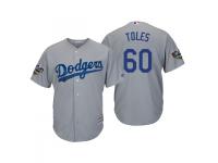 Men's Dodgers 2018 World Series Majestic Gray Andrew Toles Cool Base Jersey