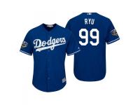 Men's Dodgers 2018 World Series Majestic Royal Hyun-Jin Ryu Cool Base Jersey