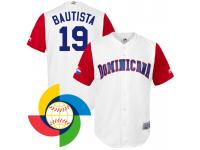 Men's Dominican Republic Baseball Jose Bautista Majestic White 2017 World Baseball Classic Jersey