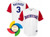 Men's Dominican Republic Baseball Manny Machado Majestic White 2017 World Baseball Classic Jersey