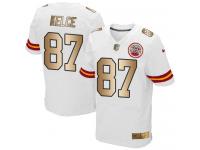 Men's Elite Travis Kelce #87 Nike White Gold Road Jersey - NFL Kansas City Chiefs