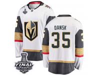 Men's Fanatics Branded Vegas Golden Knights #35 Oscar Dansk White Away Breakaway 2018 Stanley Cup Final NHL Jersey