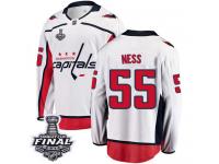 Men's Fanatics Branded Washington Capitals #55 Aaron Ness White Away Breakaway 2018 Stanley Cup Final NHL Jersey
