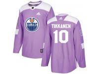 Men's Hockey Edmonton Oilers #10 Esa Tikkanen Jersey Purple Fights Cancer Practice
