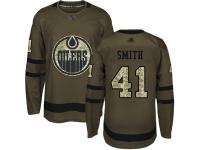 Men's Hockey Edmonton Oilers #41 Mike Smith Jersey Green Salute to Service