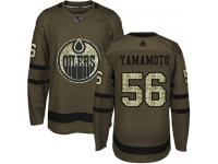 Men's Hockey Edmonton Oilers #56 Kailer Yamamoto Jersey Green Salute to Service