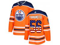 Men's Hockey Edmonton Oilers #56 Kailer Yamamoto Jersey Orange USA Flag Fashion
