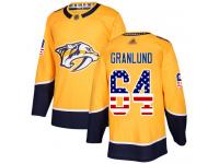 Men's Hockey Nashville Predators #64 Mikael Granlund Gold USA Flag Fashion Jersey