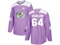 Men's Hockey Nashville Predators #64 Mikael Granlund Purple Fights Cancer Practice Jersey