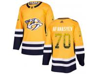 Men's Hockey Nashville Predators #70 Egor Afanasyev Gold Drift Fashion Jersey