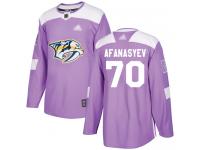 Men's Hockey Nashville Predators #70 Egor Afanasyev Purple Fights Cancer Practice Jersey