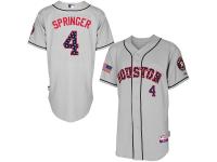 Men's Houston Astros George Springer Majestic Gray Fashion  Stars & Stripes 2016 Independence Day  Authentic Cool Base Player Jersey
