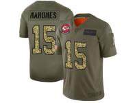 Men's Kansas City Chiefs #15 Patrick Mahomes II Limited Olive/Camo 2019 Salute to Service Football Jersey