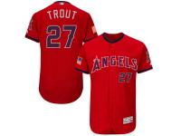 Men's Los Angeles Angels of Anaheim Mike Trout Majestic Scarlet Fashion  Stars & Stripes 2016 Independence Day  Flex Base Player Jersey