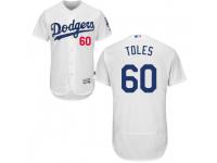 Men's Majestic Andrew Toles Los Angeles Dodgers Player White Home Flex Base Collection Jersey