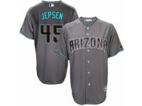 Men's Majestic Arizona Diamondbacks #45 Kevin Jepsen Authentic Gray-Turquoise Cool Base MLB Jersey
