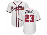 Men's Majestic Atlanta Braves #23 David Justice White Team Logo Fashion Cool Base MLB Jersey