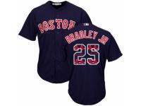 Men's Majestic Boston Red Sox #25 Jackie Bradley Jr Navy Blue Team Logo Fashion Cool Base MLB Jersey