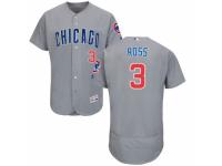 Men's Majestic Chicago Cubs #3 David Ross Grey Road Flexbase Authentic Collection MLB Jersey