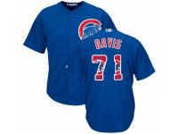Men's Majestic Chicago Cubs #71 Wade Davis Royal Blue Team Logo Fashion Cool Base MLB Jersey