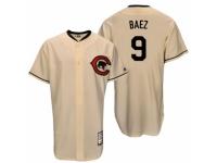 Men's Majestic Chicago Cubs #9 Javier Baez Cream Cooperstown Throwback MLB Jersey