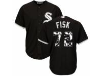 Men's Majestic Chicago White Sox #72 Carlton Fisk Black Team Logo Fashion Cool Base MLB Jersey