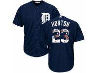 Men's Majestic Detroit Tigers #23 Willie Horton Navy Blue Team Logo Fashion Cool Base MLB Jersey