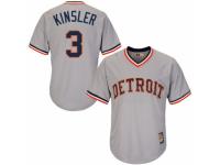Men's Majestic Detroit Tigers #3 Ian Kinsler Grey Cooperstown MLB Jersey