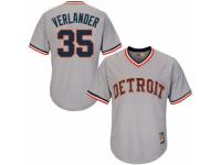 Men's Majestic Detroit Tigers #35 Justin Verlander Grey Cooperstown MLB Jersey