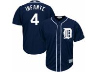 Men's Majestic Detroit Tigers #4 Omar Infante Authentic Navy Blue Alternate Cool Base MLB Jersey
