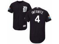 Men's Majestic Detroit Tigers #4 Omar Infante Navy Blue Flexbase Authentic Collection MLB Jersey