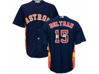 Men's Majestic Houston Astros #15 Carlos Beltran Navy Blue Team Logo Fashion Cool Base MLB Jersey
