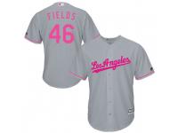 Men's Majestic Josh Fields Los Angeles Dodgers Player Gray Cool Base Mother's Day Jersey
