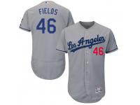 Men's Majestic Josh Fields Los Angeles Dodgers Player Gray Flex Base Road Collection Jersey